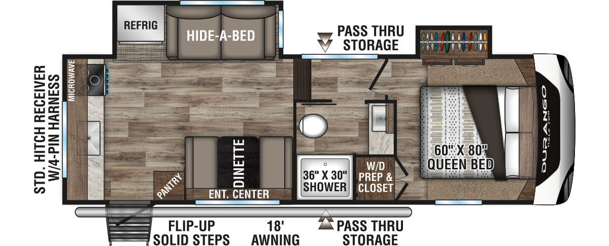 2021 KZ RV Durango Half-Ton D230RKD Fifth Wheel Floorplan