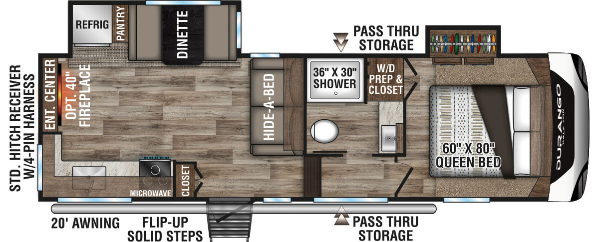 2021 KZ RV Durango Half-Ton D250RED Fifth Wheel Floorplan