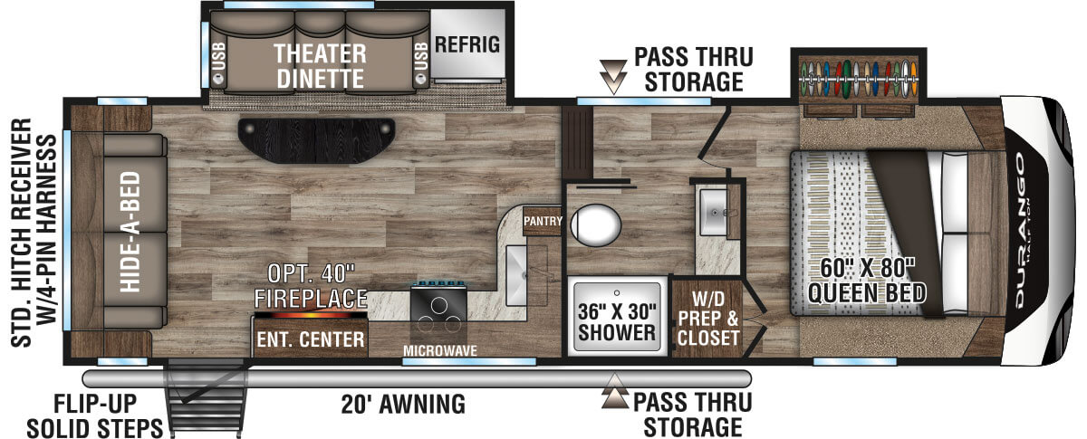 2021 KZ RV Durango Half-Ton D259RLD Fifth Wheel Floorplan