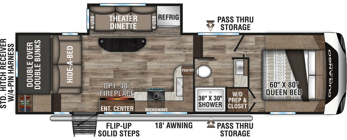 2021 KZ RV Durango Half-Ton D275BHS Fifth Wheel Floorplan