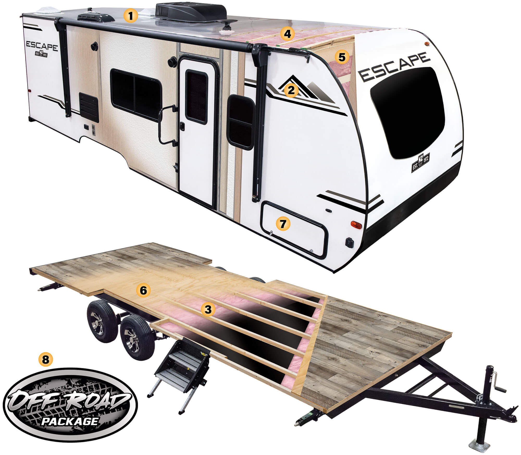 2021 KZ RV Escape Ultra Lightweight Travel Trailer Cutaway