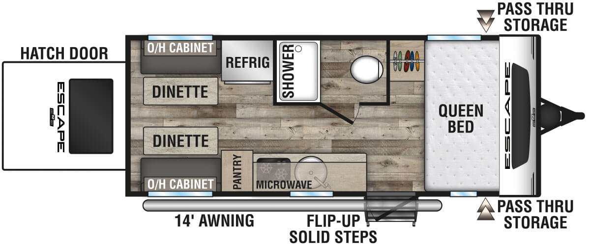 2021 KZ RV Escape E17 HATCH Travel Trailer Floorplan