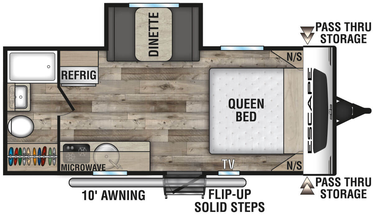 2021 KZ RV Escape E181RB Travel Trailer Floorplan