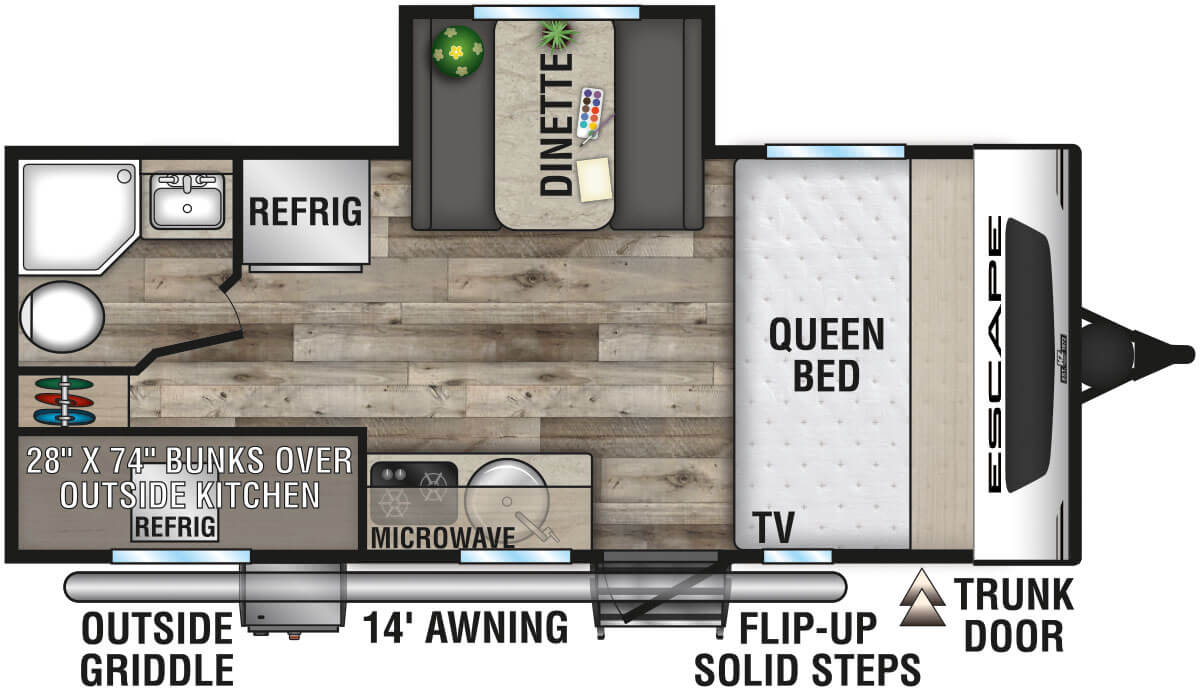 2021 KZ RV Escape E191BHK Travel Trailer Floorplan