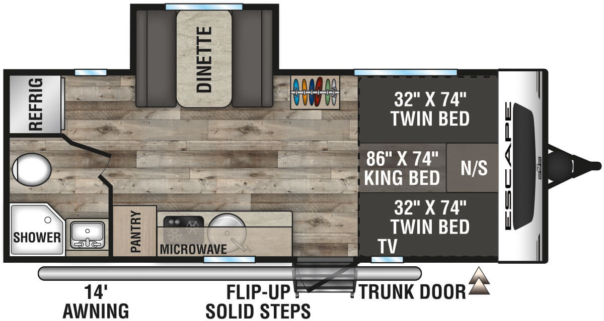 2021 KZ RV Escape E201TB Travel Trailer Floorplan