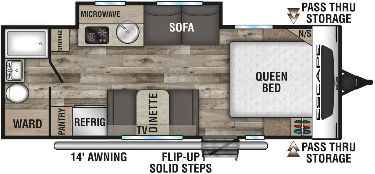 2021 KZ RV Escape E211RB Travel Trailer Floorplan