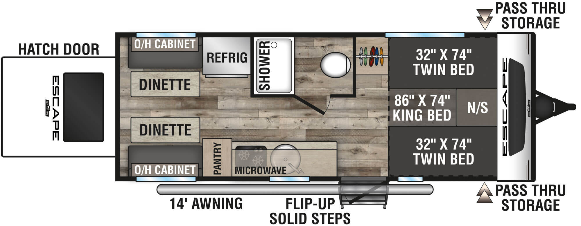 2021 KZ RV Escape E20 HATCH Travel Trailer Floorplan