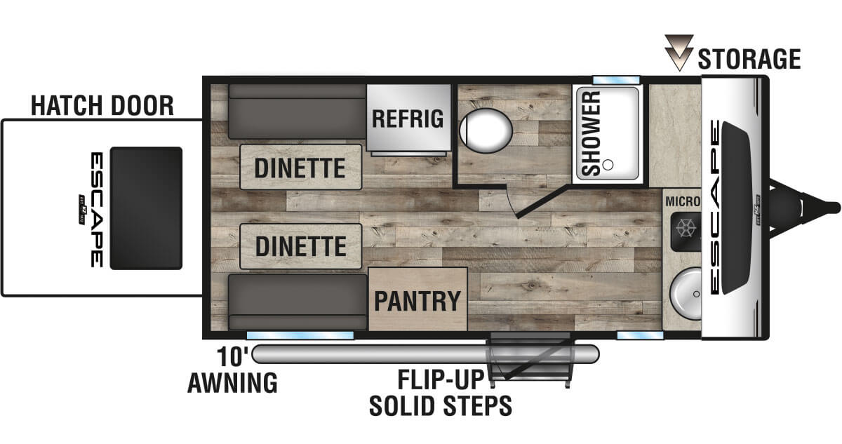 2021 KZ RV Escape E14 HATCH Travel Trailer Floorplan