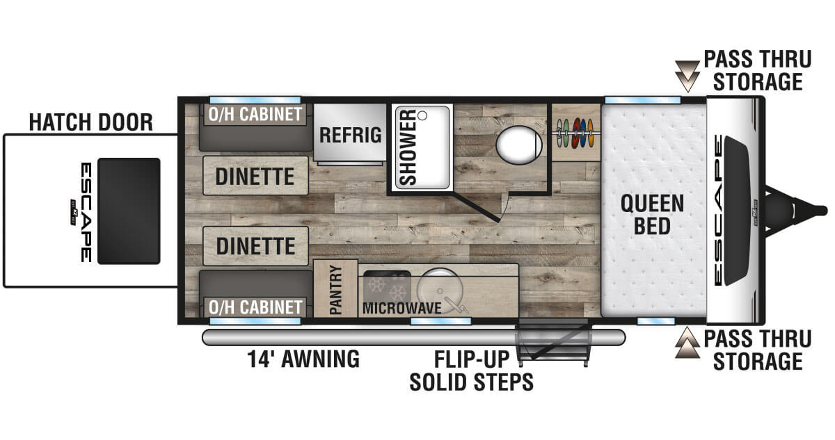 2021 KZ RV Escape E17 HATCH Travel Trailer Floorplan