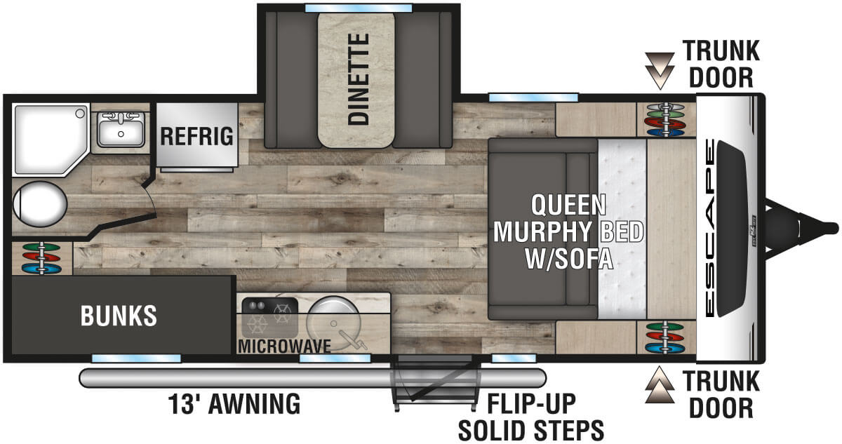 2021 KZ RV Escape E201BH Travel Trailer Floorplan