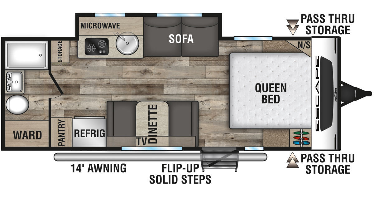 2021 KZ RV Escape E211RB Travel Trailer Floorplan