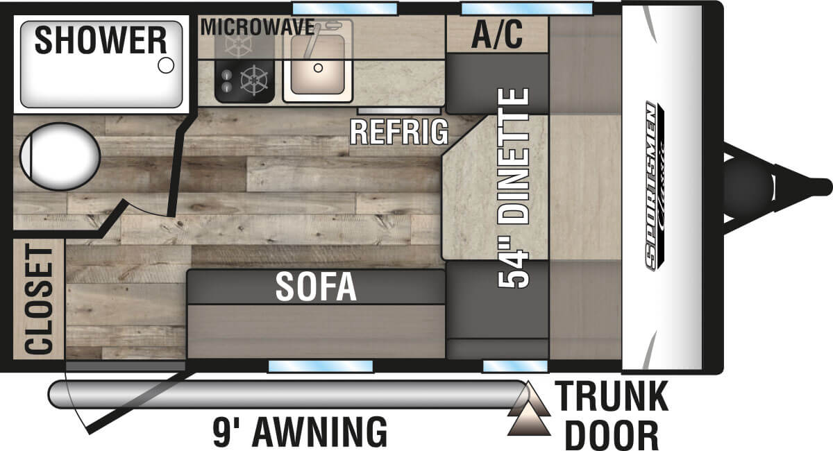 2021 KZ RV Sportsmen Classic 130RB Travel Trailer Floorplan