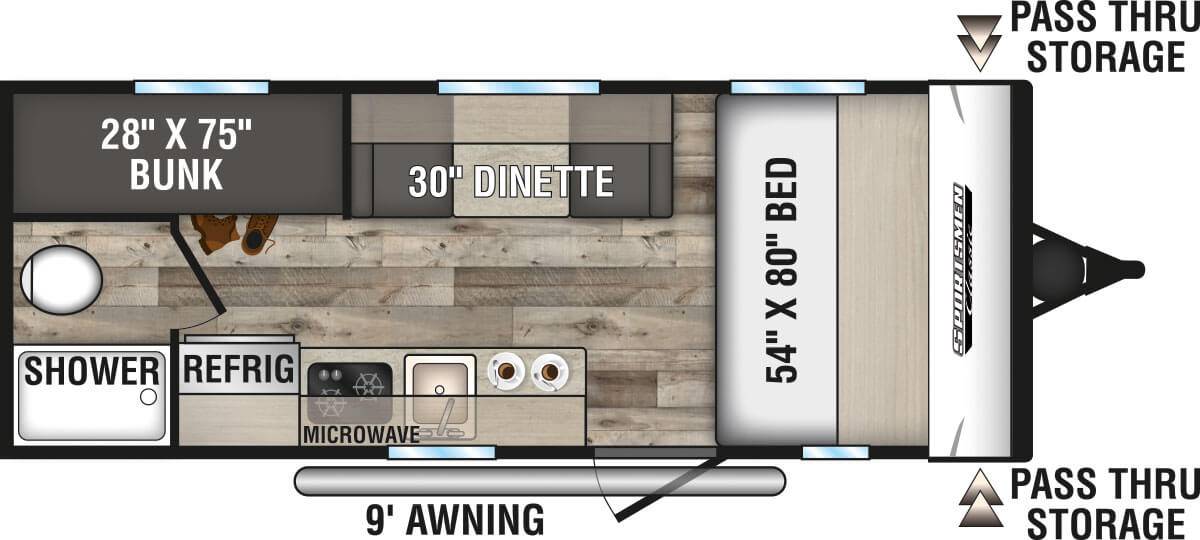 2021 KZ RV Sportsmen Classic 180BH Travel Trailer Floorplan