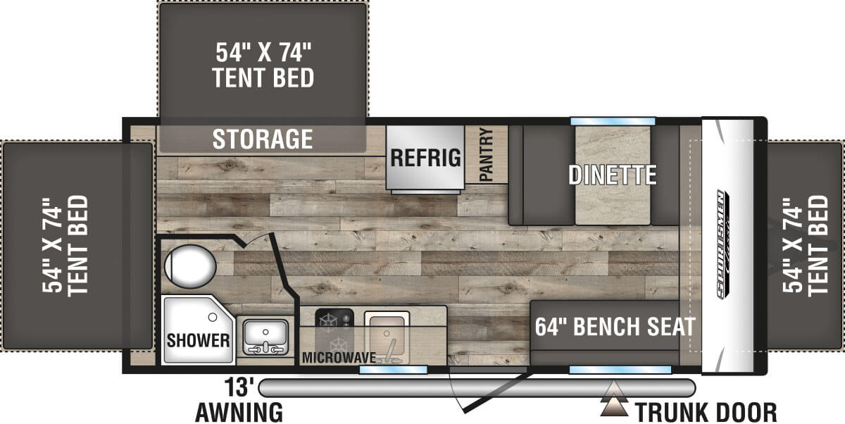 2021 KZ RV Sportsmen Classic 180RBT Travel Trailer Floorplan