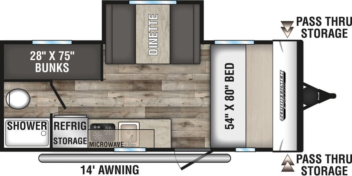 2021 KZ RV Sportsmen Classic 181BH Travel Trailer Floorplan