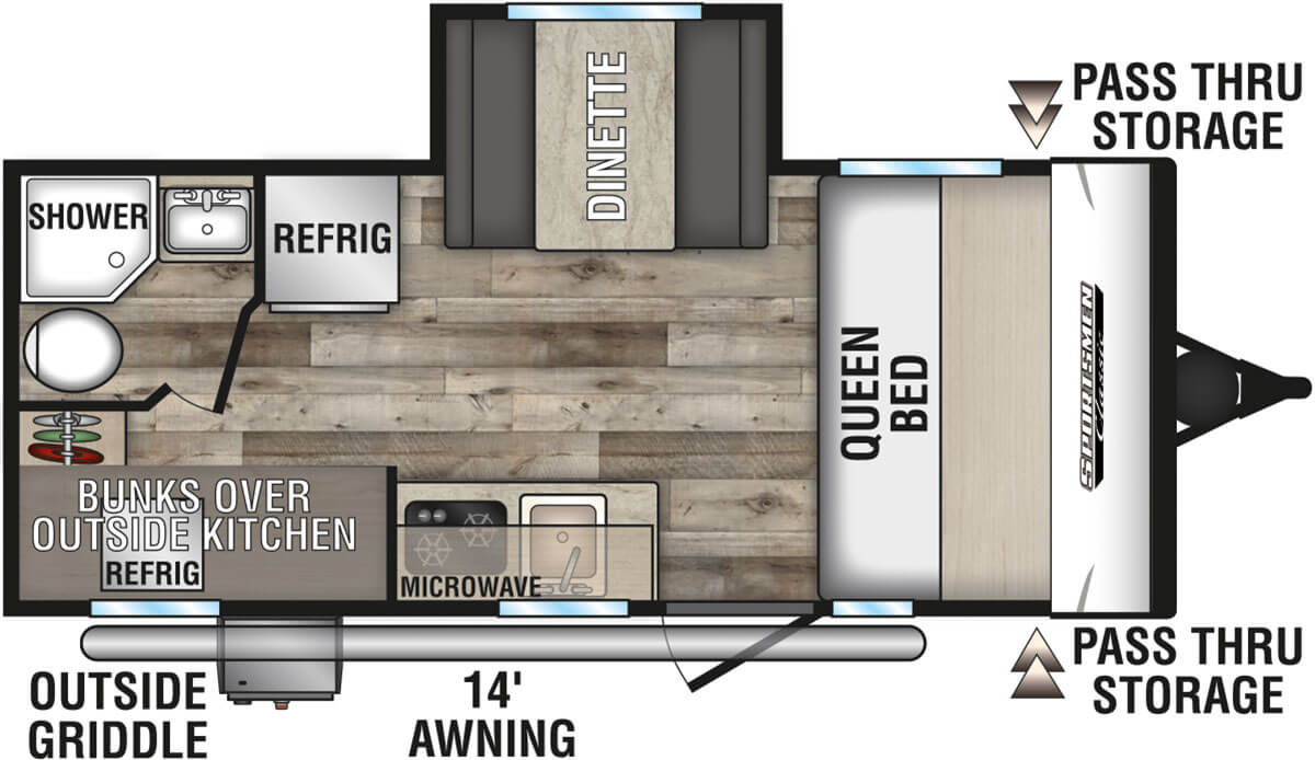 2021 KZ RV Sportsmen Classic 191BHK Travel Trailer Floorplan