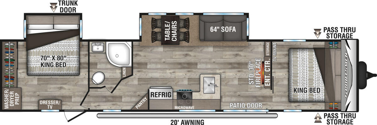 2021 KZ RV Sportsmen Destination 362DB Travel Trailer Floorplan