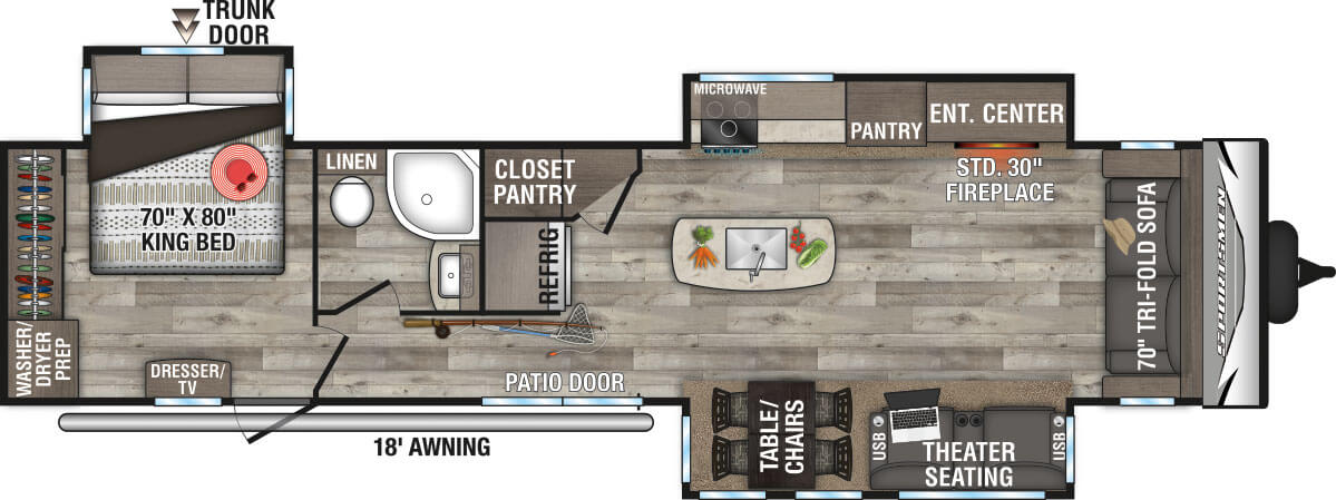 2021 KZ RV Sportsmen Destination 363FL Travel Trailer Floorplan