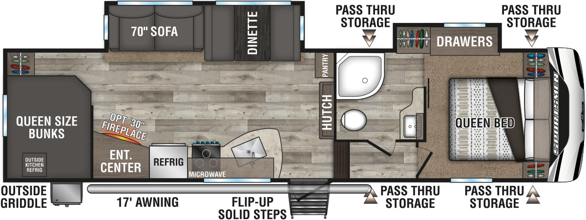 2021 KZ RV Sportsmen 292BHK Fifth Wheel Floorplan