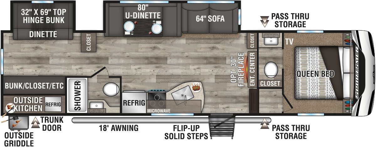 2021 KZ RV Sportsmen 302BHK Fifth Wheel Floorplan