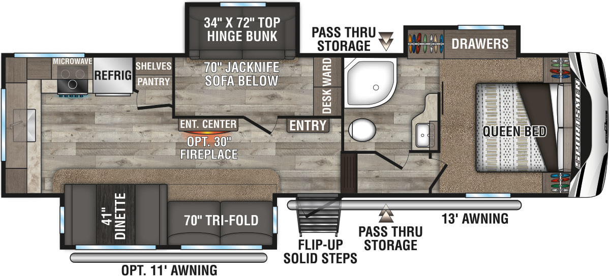 2021 KZ RV Sportsmen 303MB Fifth Wheel Floorplan