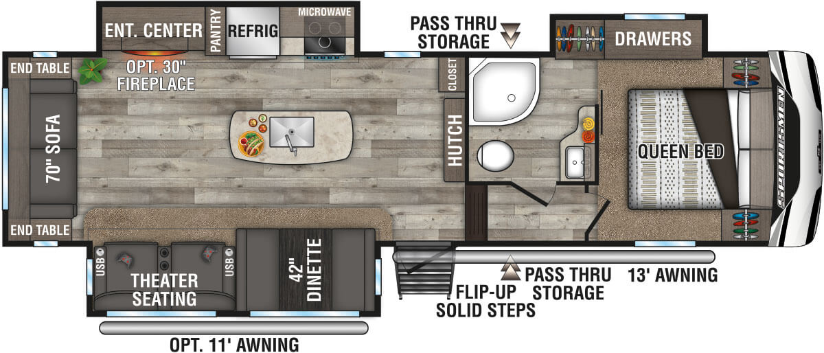 2021 KZ RV Sportsmen 303RL Fifth Wheel Floorplan