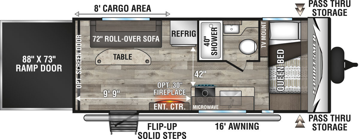 2021 KZ RV Sportsmen LE 200THLE Travel Trailer Toy Hauler Floorplan