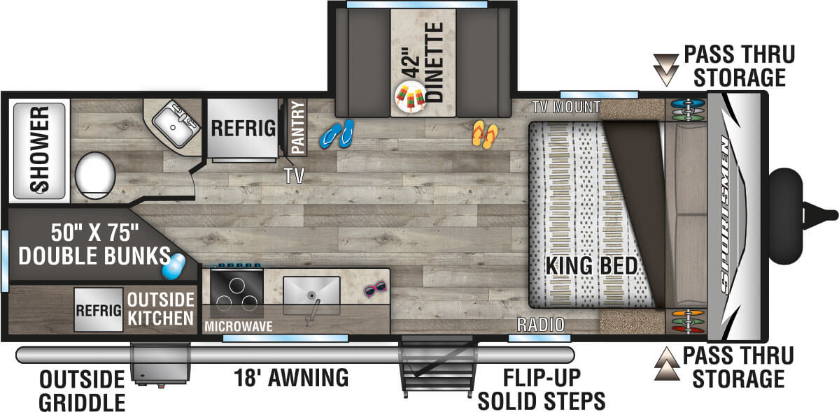 2021 KZ RV Sportsmen LE 231BHKLE Travel Trailer Floorplan