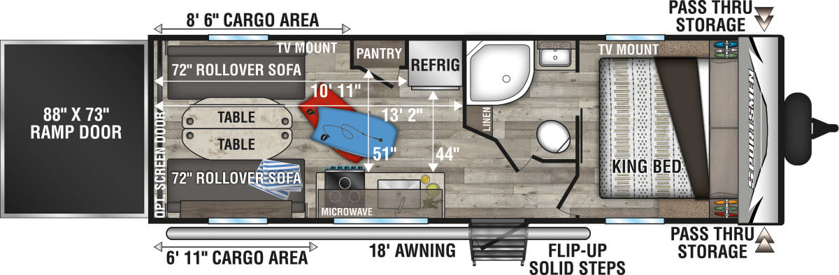 2021 KZ RV Sportsmen LE 250THLE Travel Trailer Toy Hauler Floorplan