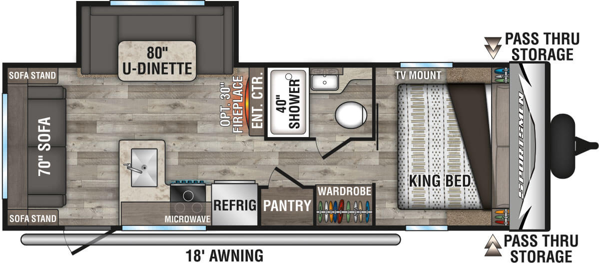 2021 KZ RV Sportsmen LE 251RLLE Travel Trailer Floorplan