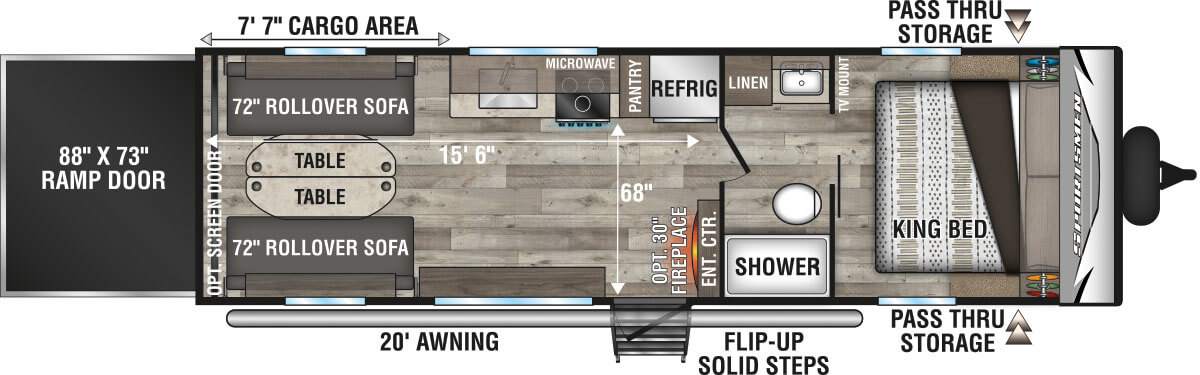 2021 KZ RV Sportsmen LE 270THLE Travel Trailer Toy Hauler Floorplan