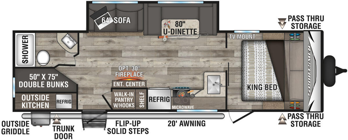 2021 KZ RV Sportsmen LE 281BHKLE Travel Trailer Floorplan