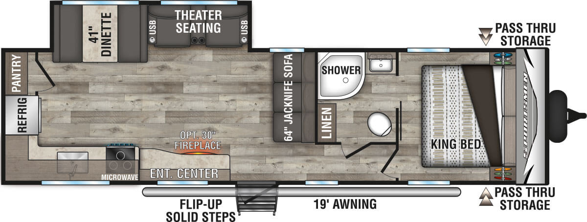 2021 KZ RV Sportsmen LE 301RKLE Travel Trailer Floorplan