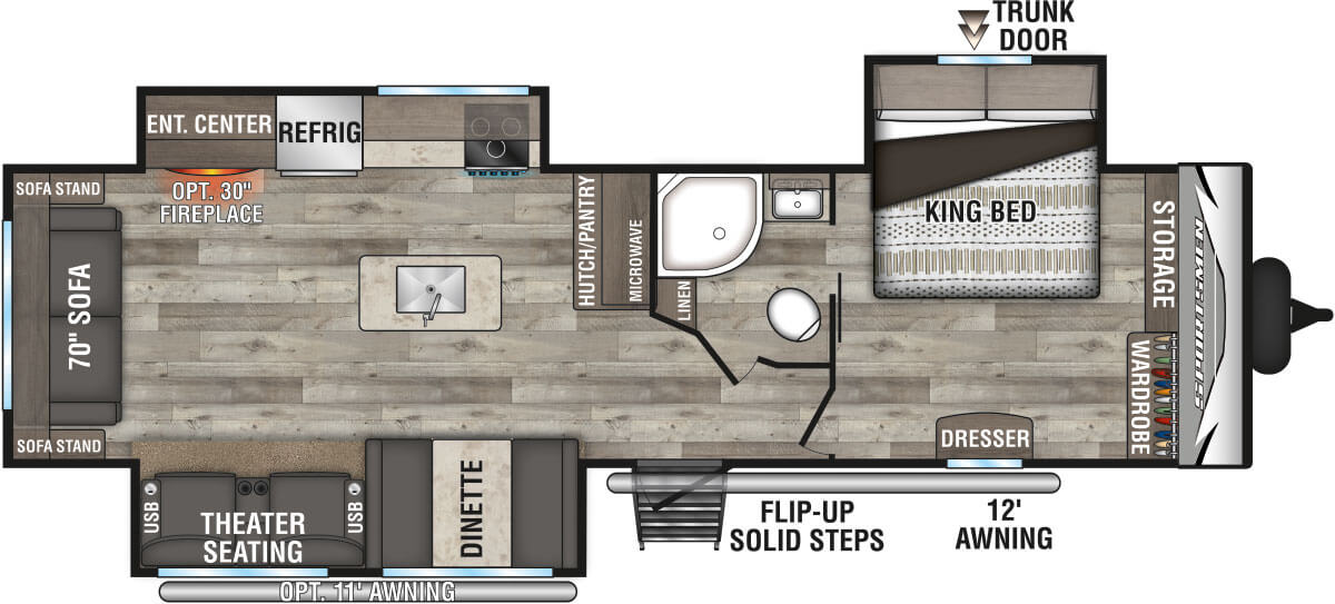 2021 KZ RV Sportsmen LE 303KBLE Travel Trailer Floorplan