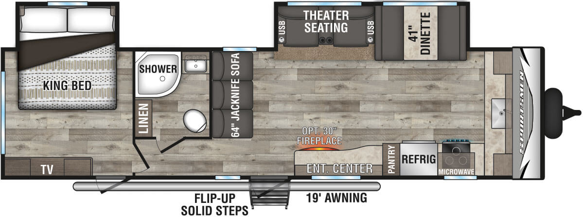 2021 KZ RV Sportsmen LE 312FKLE Travel Trailer Floorplan