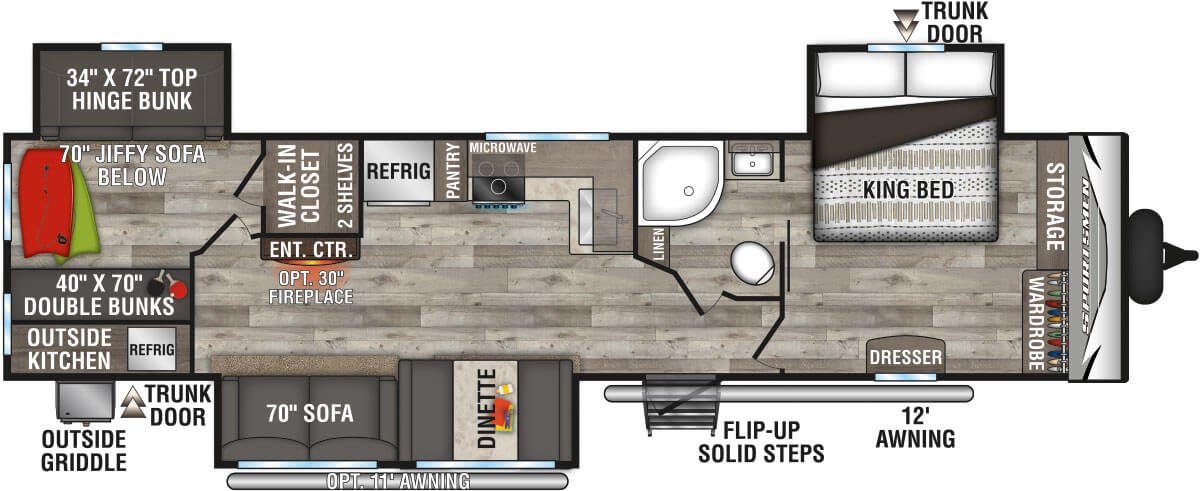 2021 KZ RV Sportsmen LE 333KBKLE Travel Trailer Floorplan