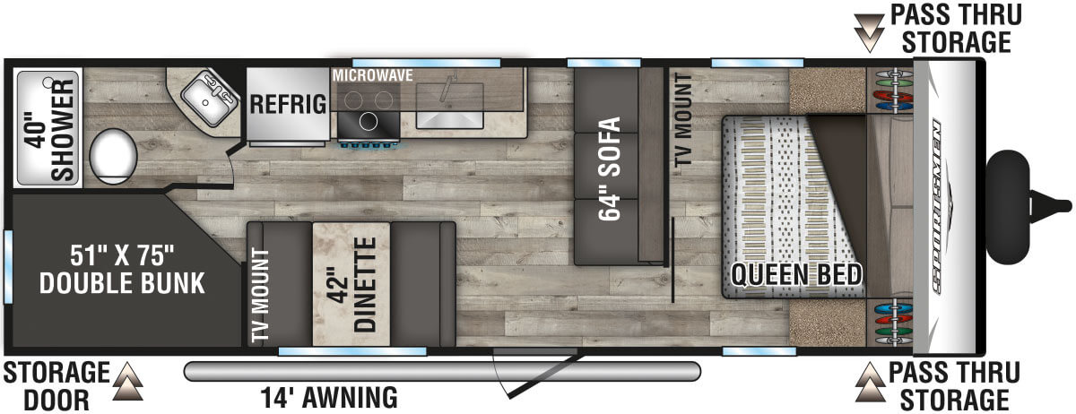 2021 KZ RV Sportsmen SE 260BHSE Travel Trailer Floorplan