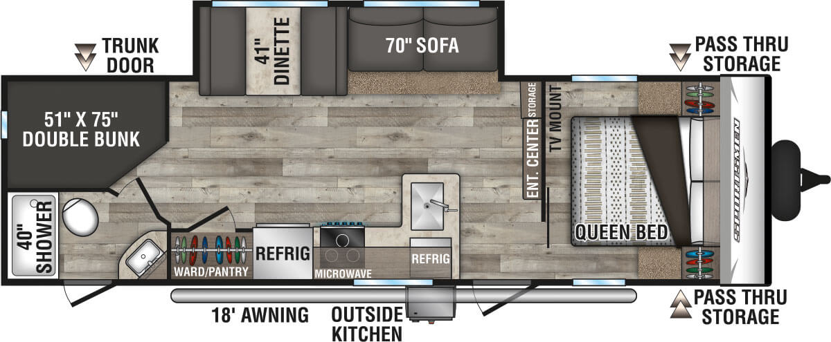 2021 KZ RV Sportsmen SE 261BHKSE Travel Trailer Floorplan