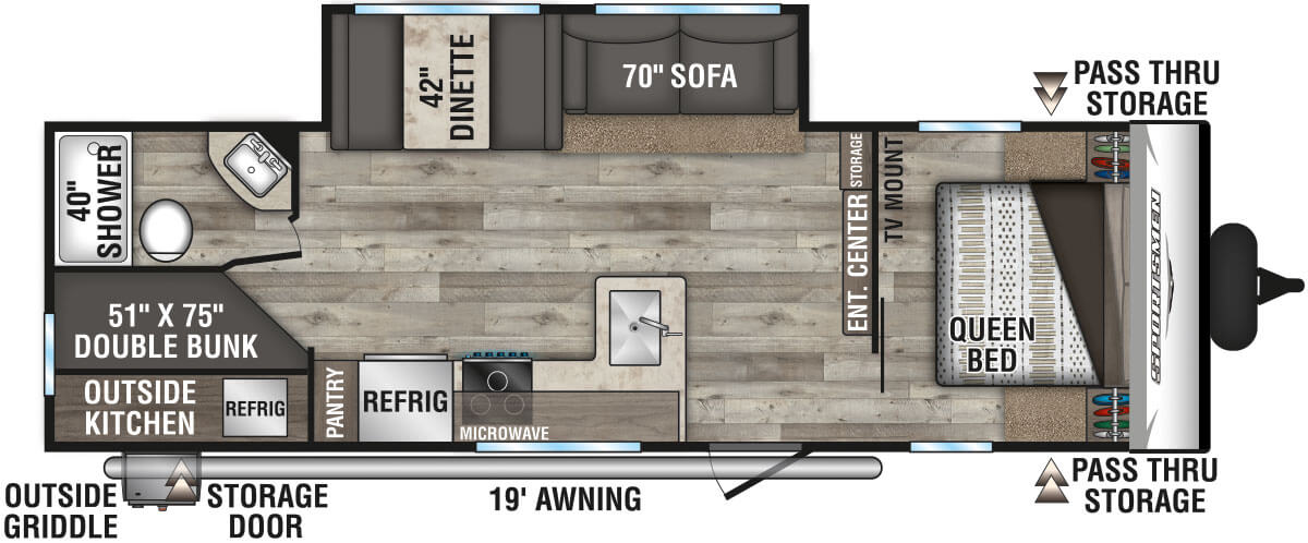 2021 KZ RV Sportsmen SE 271BHKSE Travel Trailer Floorplan