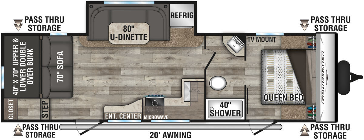 2021 KZ RV Sportsmen SE 281BHSE Travel Trailer Floorplan