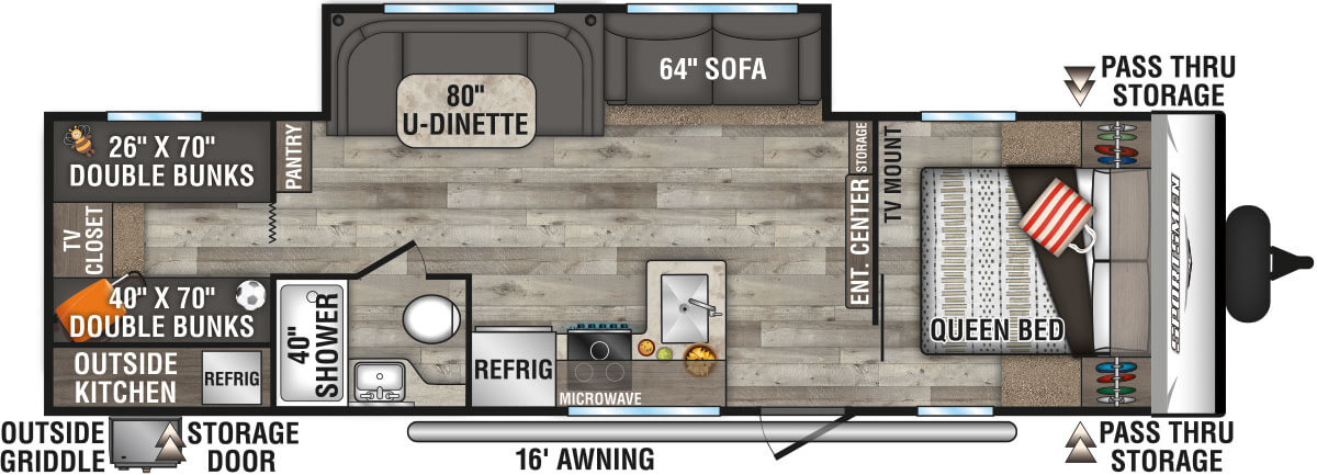 2021 KZ RV Sportsmen SE 301BHKSE Travel Trailer Floorplan