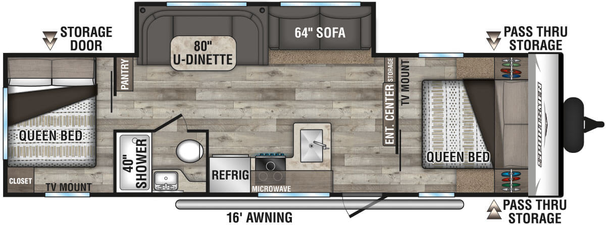 2021 KZ RV Sportsmen SE 301DBSE Travel Trailer Floorplan