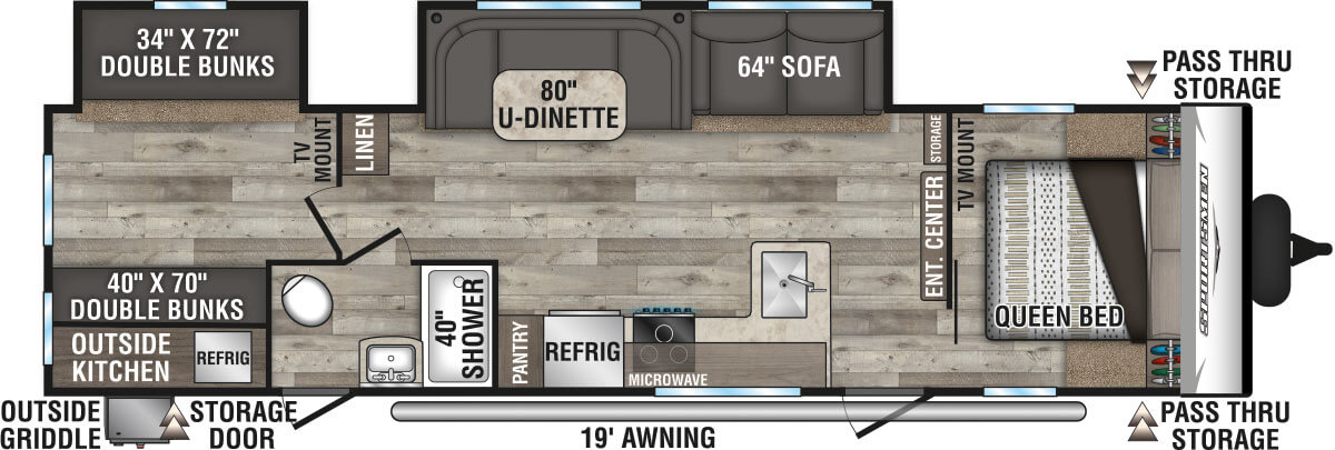 2021 KZ RV Sportsmen SE 312BHKSE Travel Trailer Floorplan