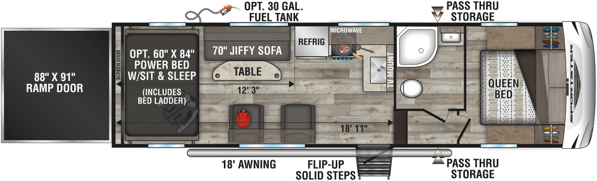 2021 KZ RV Sportster 280TH Fifth Wheel Toy Hauler Floorplan