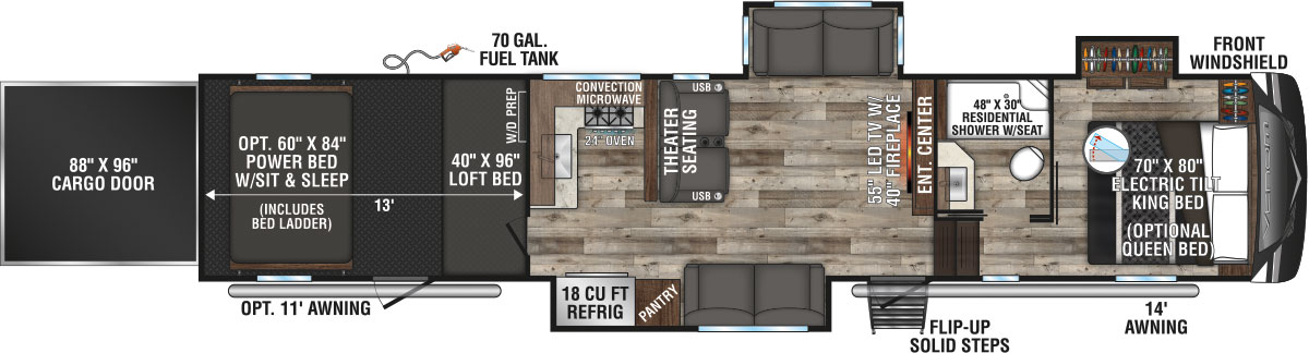 2021 KZ RV Venom 4113TK Fifth Wheel Toy Hauler Floorplan