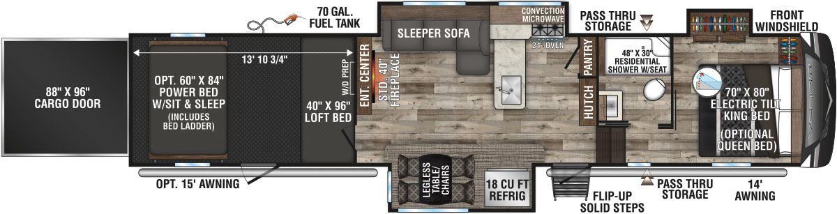 2021 KZ RV Venom 4114TK Fifth Wheel Toy Hauler Floorplan