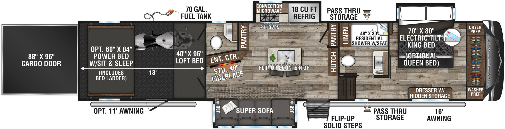 2021 KZ RV Venom 4013TK Fifth Wheel Toy Hauler Floorplan