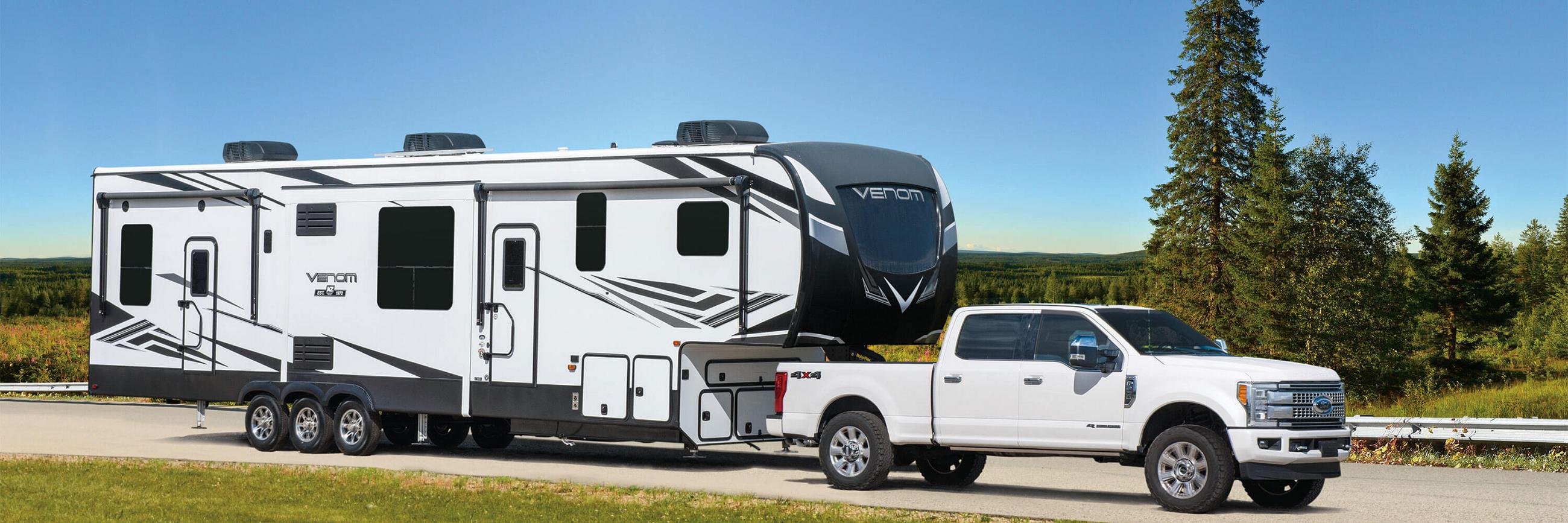 2021 KZ RV Venom 4113TK Fifth Wheel Toy Hauler with Tow Vehicle