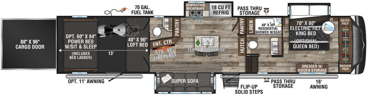 2021 KZ RV Venom 4013TK Fifth Wheel Floorplan