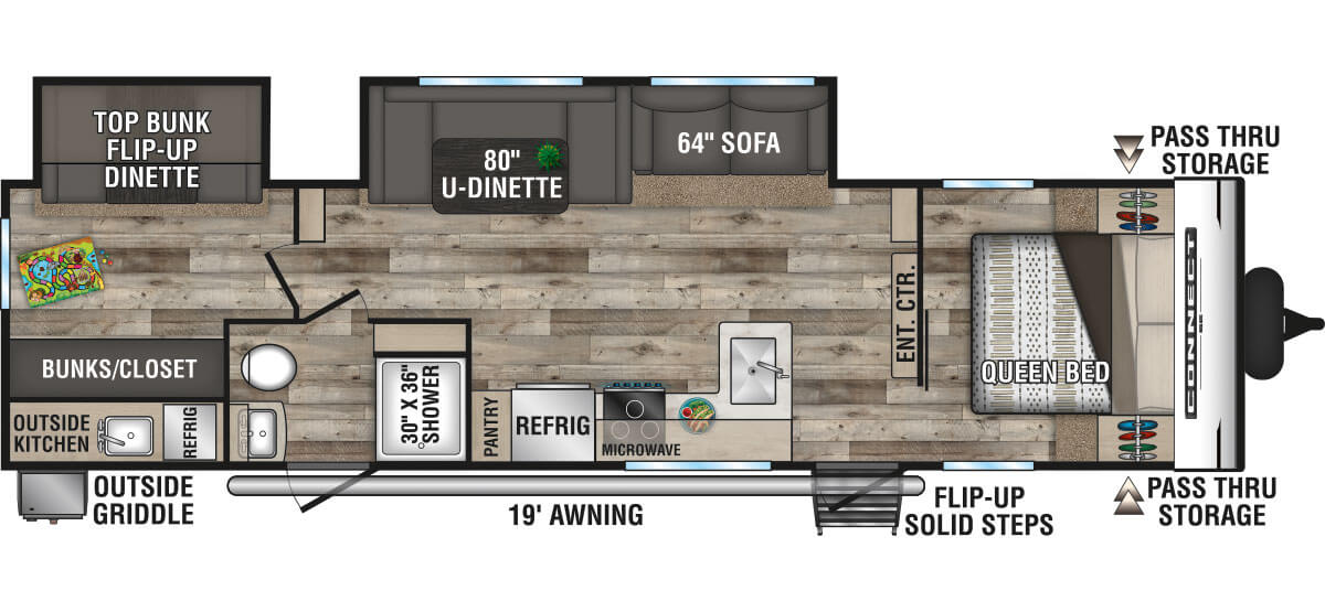 2022 KZ RV Connect SE C312BHKSE Travel Trailer Floorplan